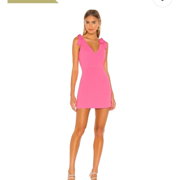 Amanda Uprichard Allora dress in shocking Pink Mini Dress V-Neck Sleeveless - Picture 1 of 16